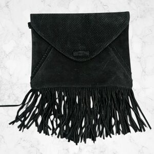 Women’s TOMS Black Suede Fringe Clutch One Size
